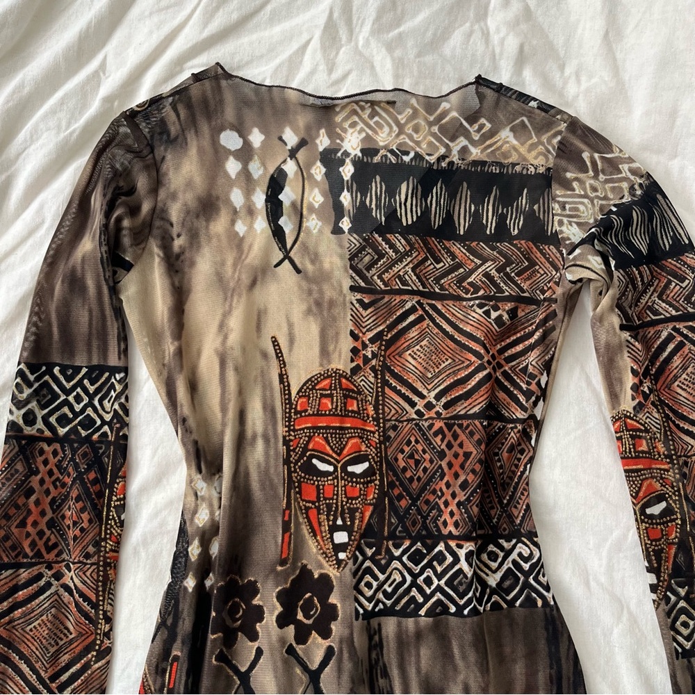 Cache Cache Brown Abstract Print Sheer Asymmetric… - image 6